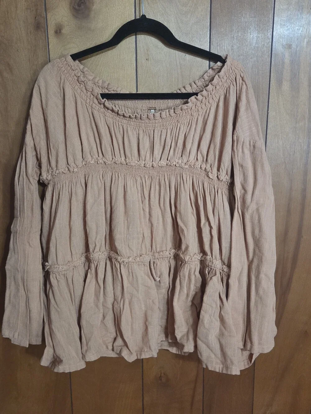 Free People Xl Extra Large Burnt Orange Cotton Tunic Boho Bohemian Beach
